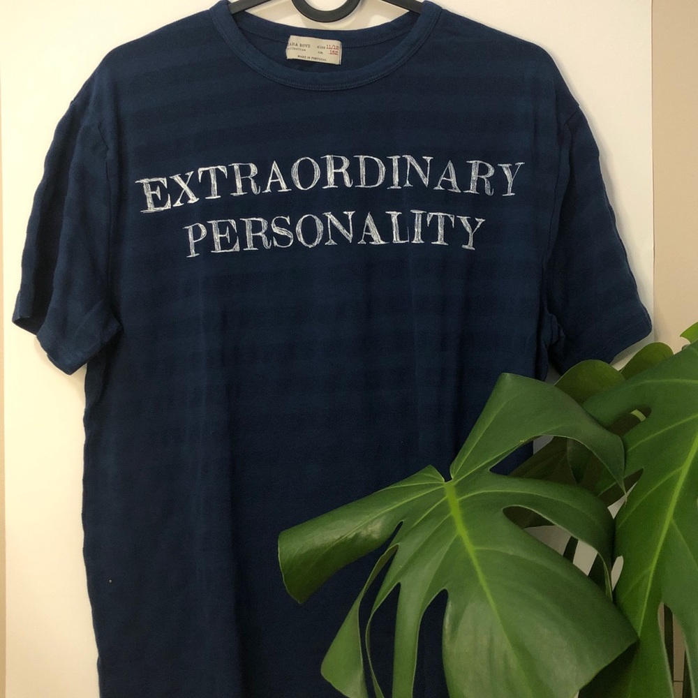 Zara "Extraordinary Personality" Striped T-Shirt